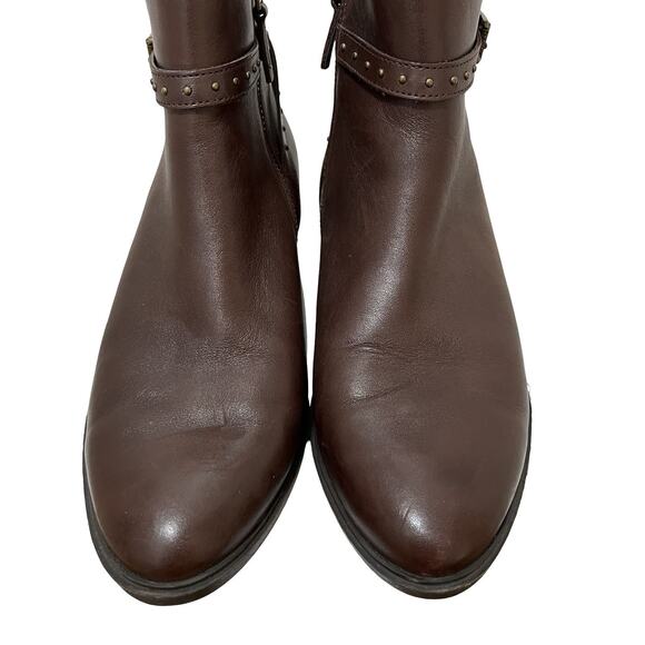Lauren Ralph Lauren Shaw Leather Studded Ankle Boots Size 8.5 Brown Buckle Strap - Picture 8 of 12